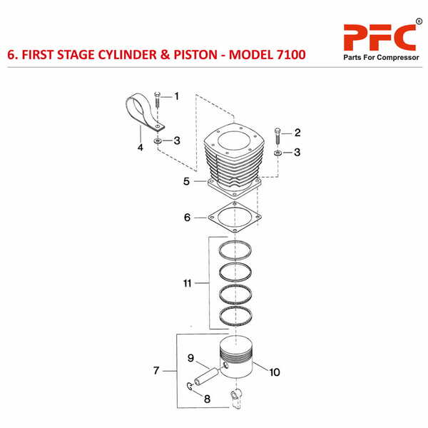 First Stage Cylinder & Piston IR 7100 Parts