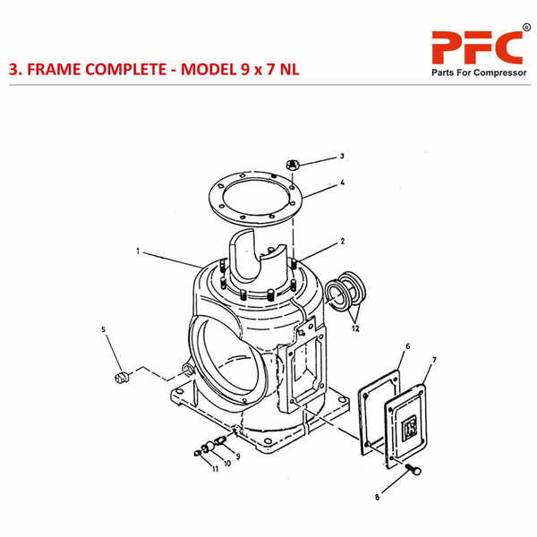 Frame Complete IR 9 x 7 ESV NL Air Compressor Parts