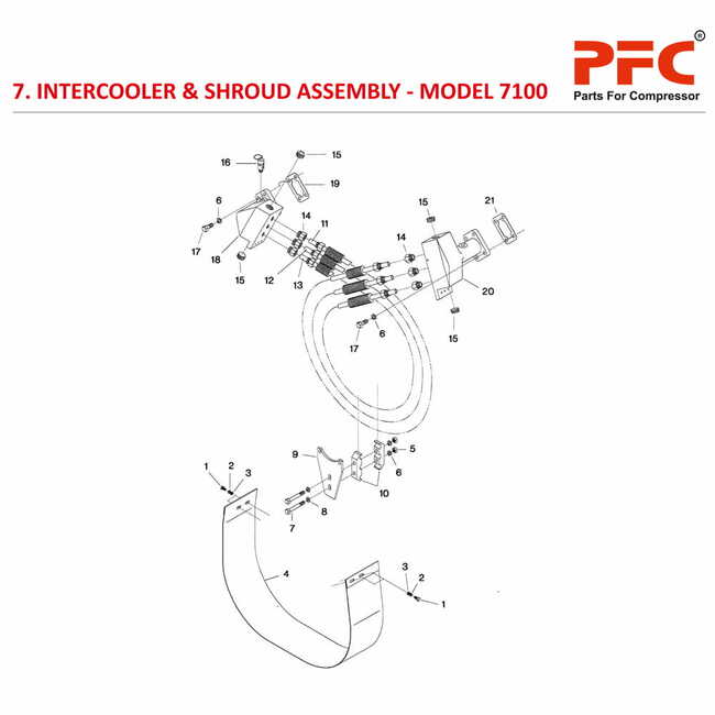 Intercooler & Shroud IR 7100 Air Compressor Parts