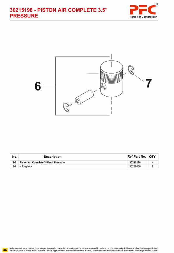 Piston HP with Pin & Lock 3.5inch 30215198 Replacement