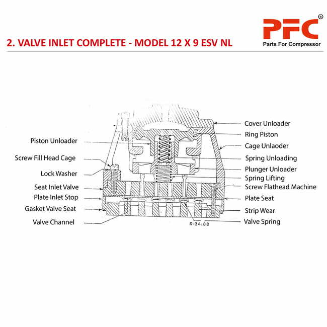 Valve Inlet Complete IR 12 X 9 ESV 1 NL Compressor Parts