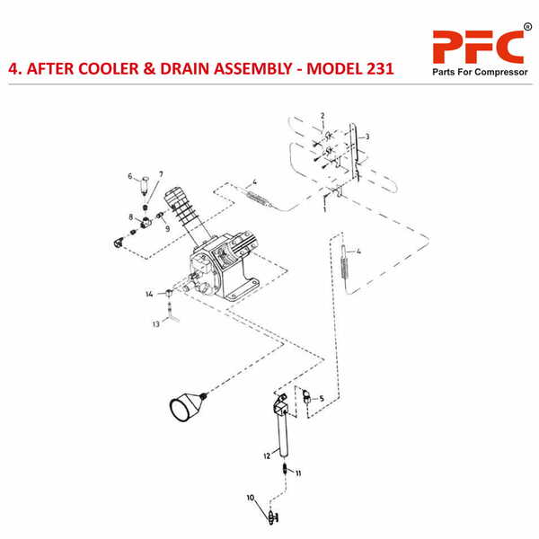 After Cooler And Drain IR 231 Compressor Parts