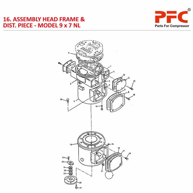 Head Frame IR 9 x 7 ESV NL Air Compressor Parts