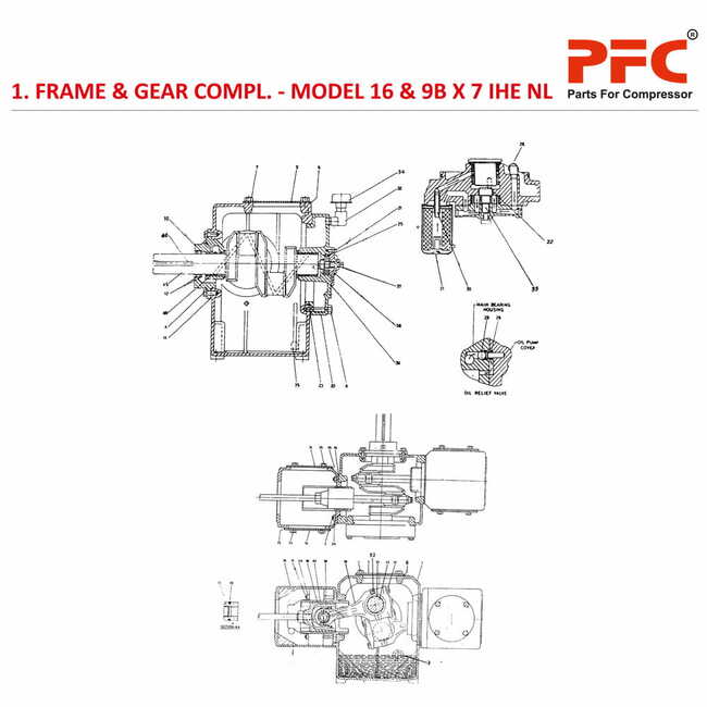 Frame & Gear Complete IR 16 & 9B X 7 IHE NL2 Compressor Parts