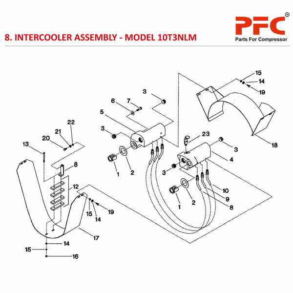 Intercooler Assembly IR 10T3 NL Air Compressor Parts