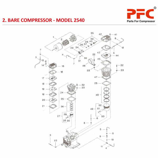 Bare Compressor IR 2540 Air Compressor Parts