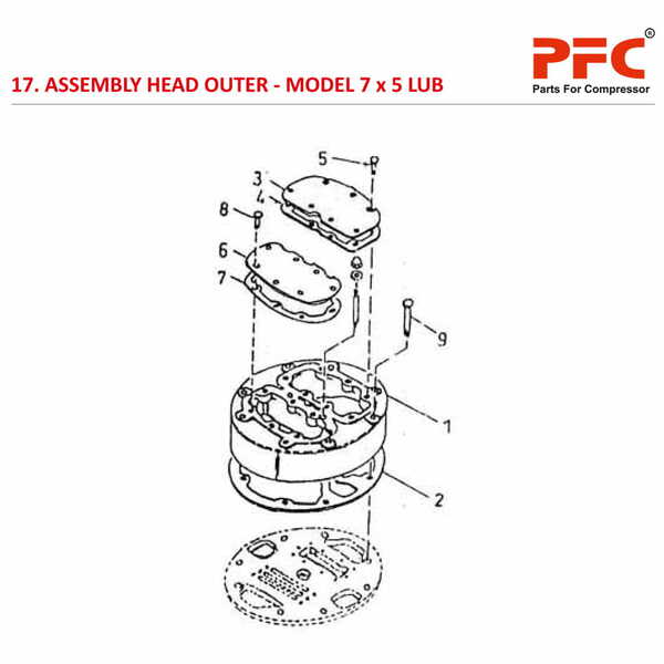 Head Outer IR 7 x 5 ESV LUB Air Compressor Parts