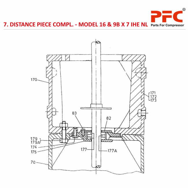 Distance Piece Complete IR 16 & 9B X 7 IHE NL2 Compressor Parts