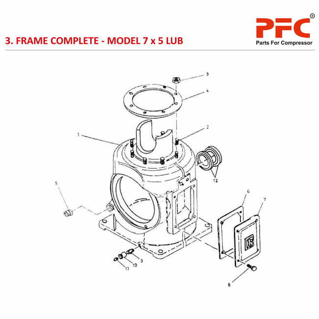 Frame Complete IR 7 x 5 ESV LUB Compressor Parts