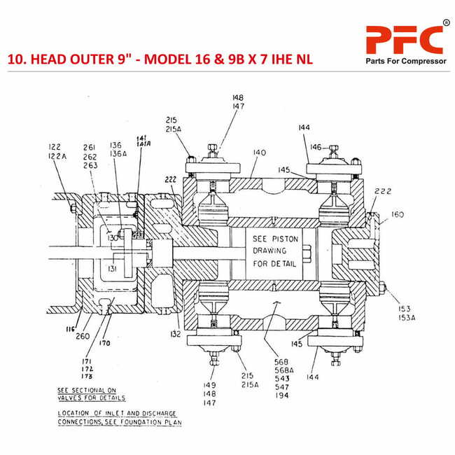 Head Outer 9 Inch IR 16 & 9B X 7 IHE NL2 Compressor Parts