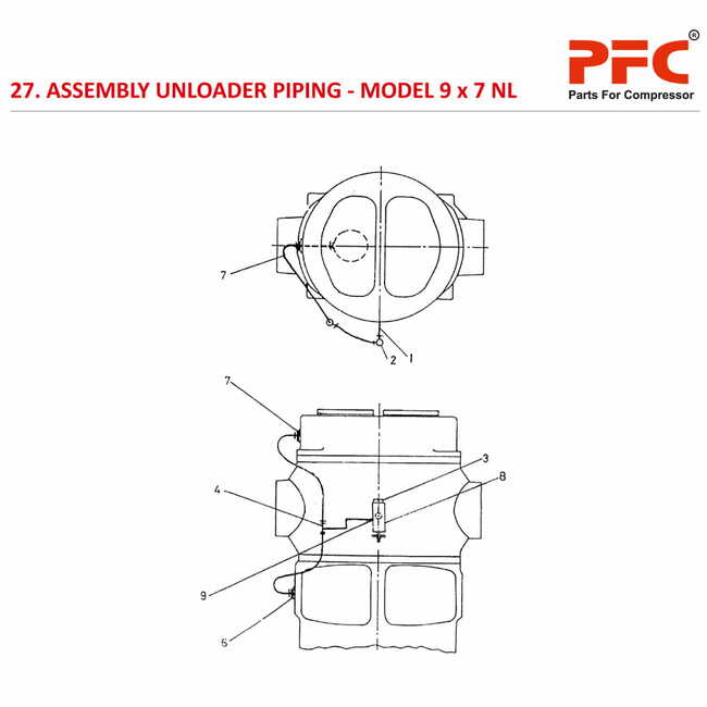 Unloader Piping IR 9 x 7 ESV NL Compressor Parts