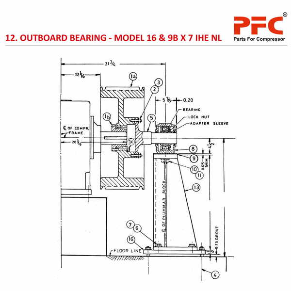 Outboard Bearing Arrangement IR 16 & 9B X 7 IHE NL2 Compressor Parts