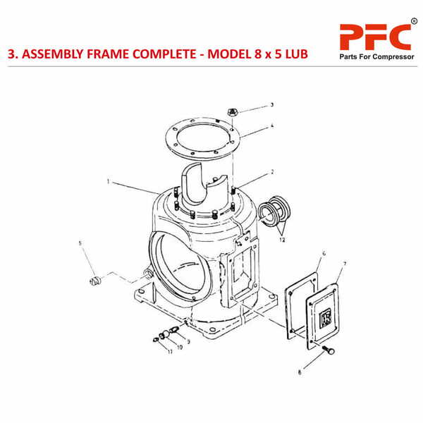 Frame Complete IR 8 x 5 ESV LUB Compressor Parts