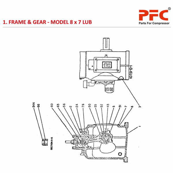 Frame & Gear IR 8 X 7 ESV LUB Air Compressor Parts