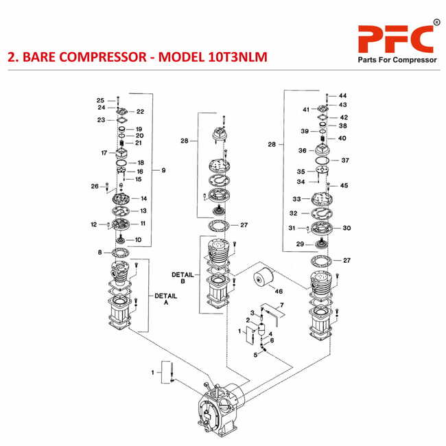 Bare Compressor IR 10T3 NL Air Compressor Parts