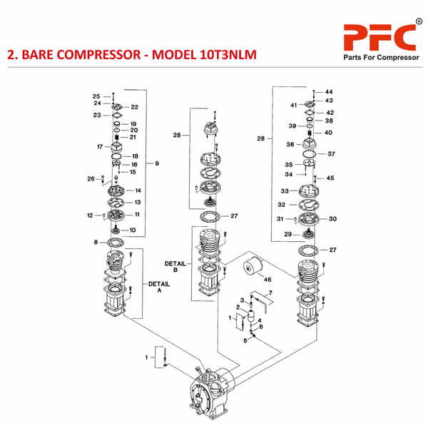 Bare Compressor IR 10T3 NL Air Compressor Parts