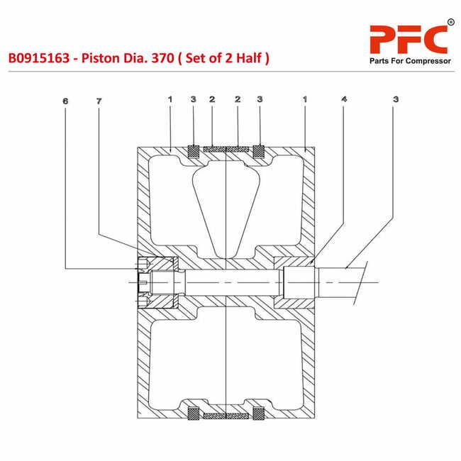 Piston Dia. 370 ( Set of 2 Half ) B0915163 Replacement