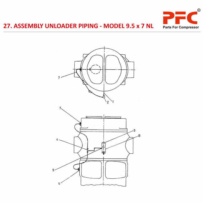 Unloader Piping IR 9 1/2 x 7 ESV NL Compressor Parts