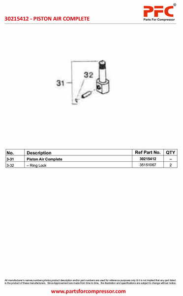 Piston Assembly Complete 1.25inch 30215412 Replacement