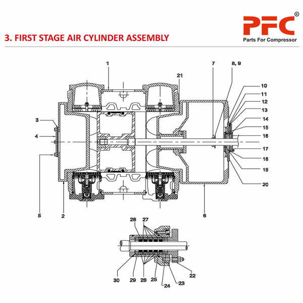 Air Cylinder Assembly 1 Stage HN2T 150-180