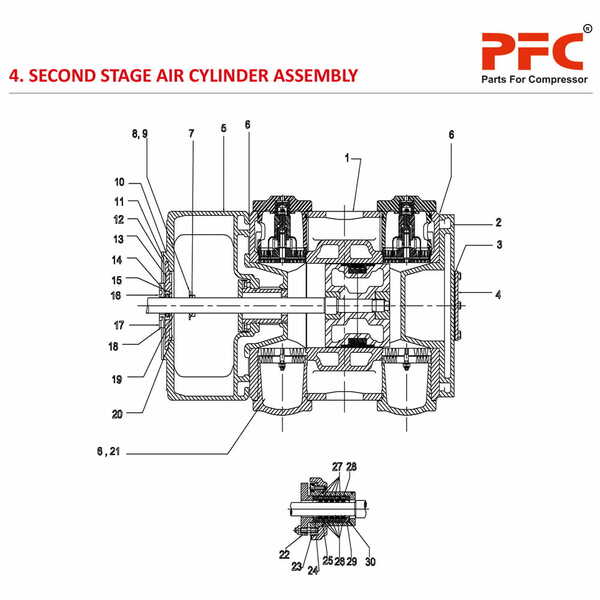 Air Cylinder Assembly 2 Stage HN2T 150-180