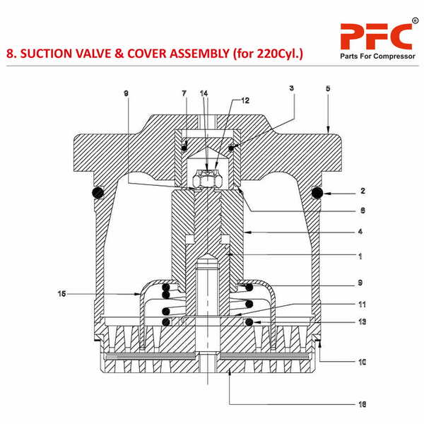 Suction Valve & Cover Assly. HN2T 150-180