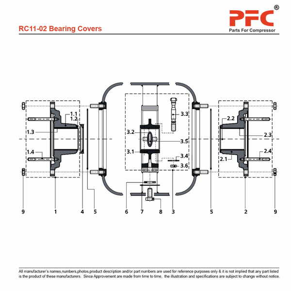 Bearing Covers - Grasso RC11 Compressor Parts