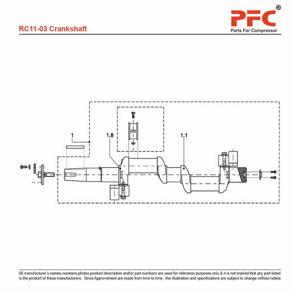 Crankshaft - Grasso RC11 Compressor Parts