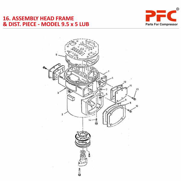 Head Frame IR 9 1/2 x 5 ESV LUB Compressor Parts