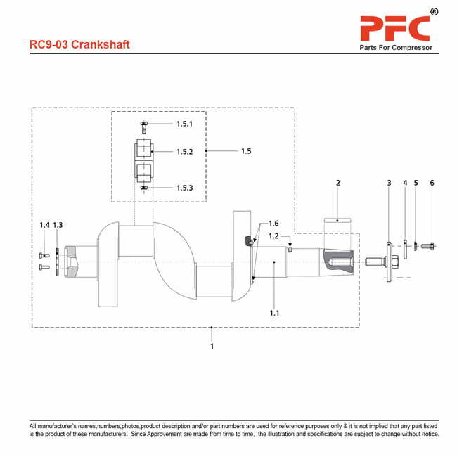 Crankshaft - Grasso RC9 Compressor Parts