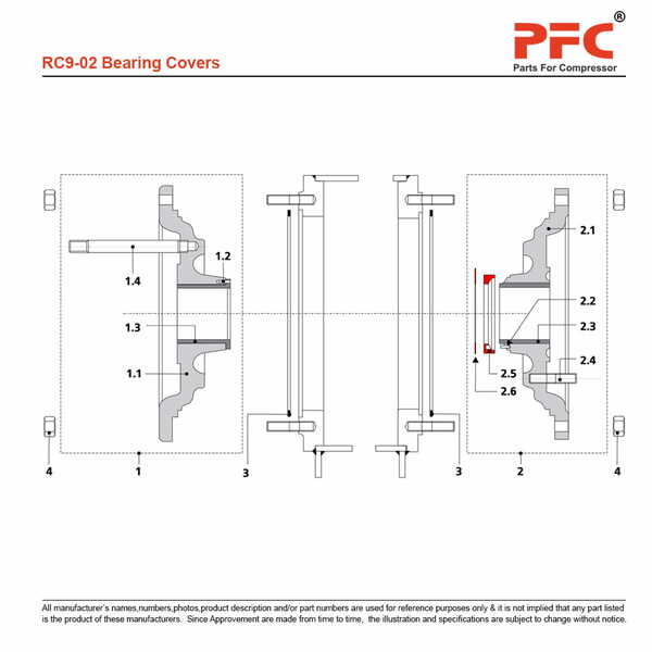 Bearing Covers - Grasso RC9 Compressor Parts