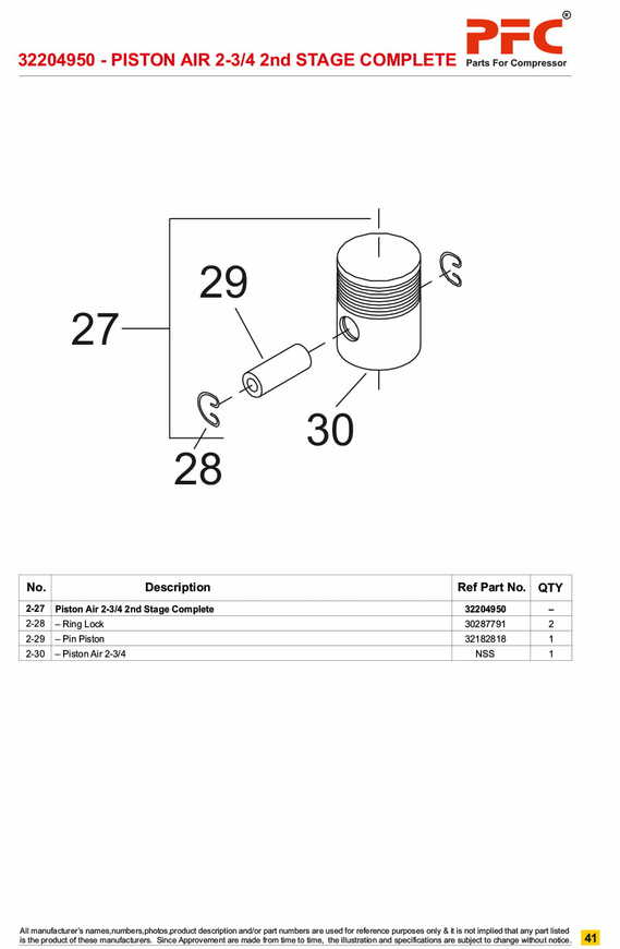 Piston Air 2nd Stage Compl. 32204950 Replacement