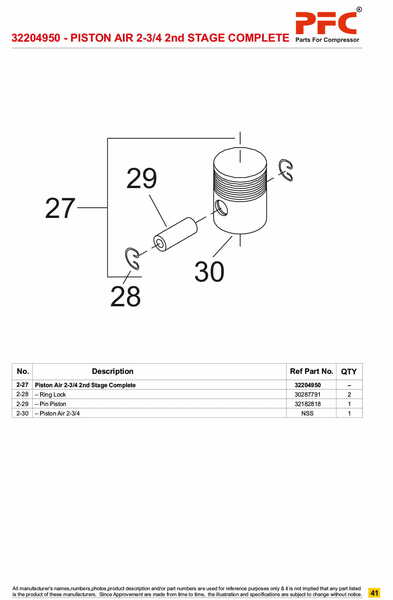 Piston Air 2nd Stage Compl. 32204950 Replacement