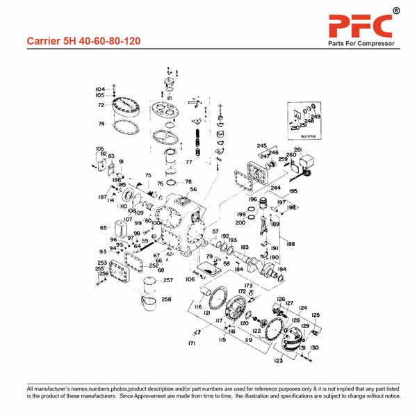 Carrier 5H Refrigeration Compressor Parts