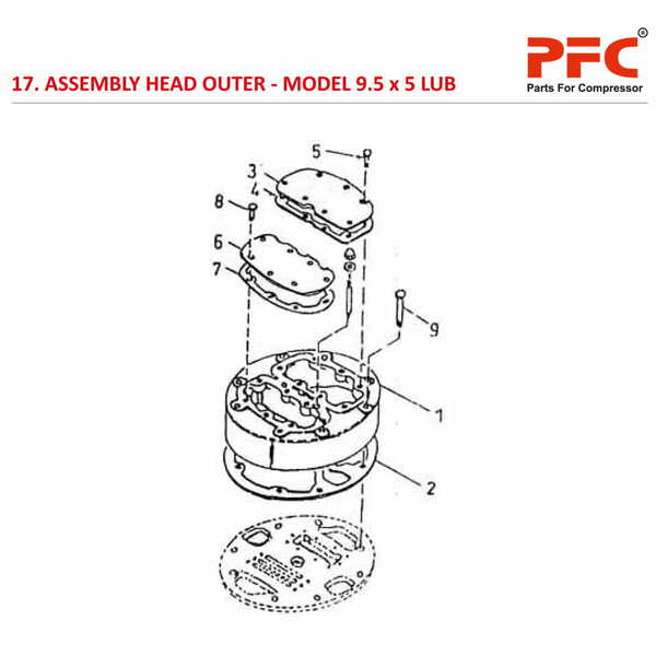 Head Outer IR 9 1/2 x 5 ESV LUB Compressor Parts