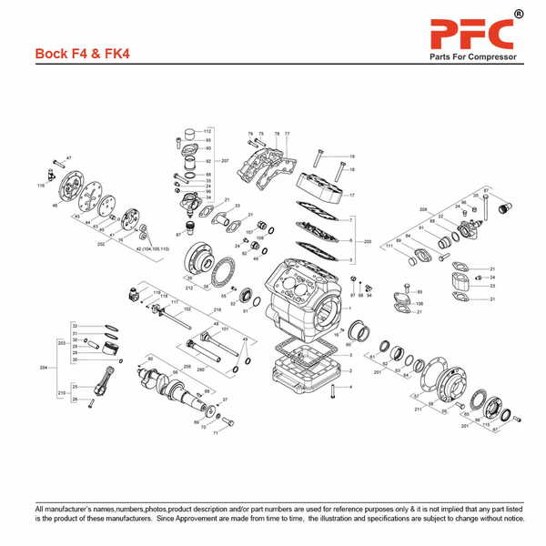 Bock F-5 Refrigeration Compressor Parts