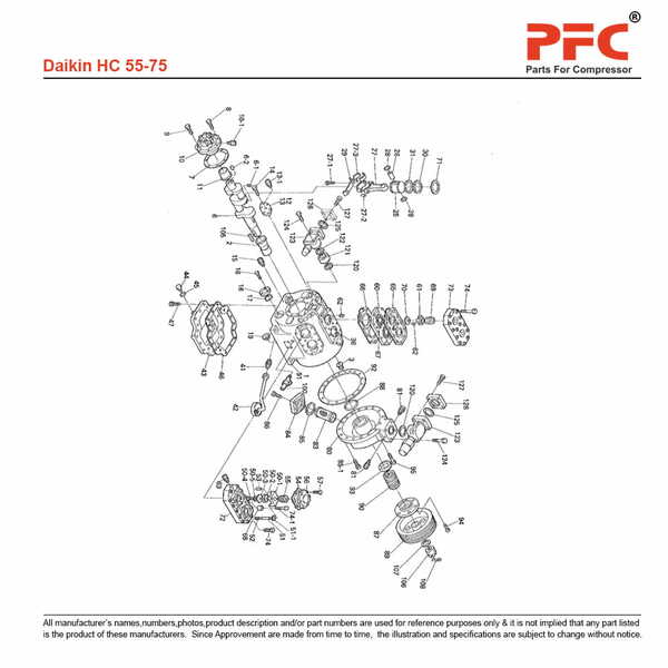 Daikin HC55 Refrigeration Compressor Parts