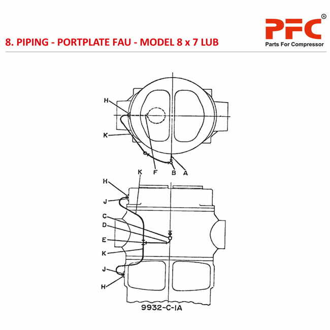 Piping - Portplate Fau IR 8 X 7 ESV LUB Parts