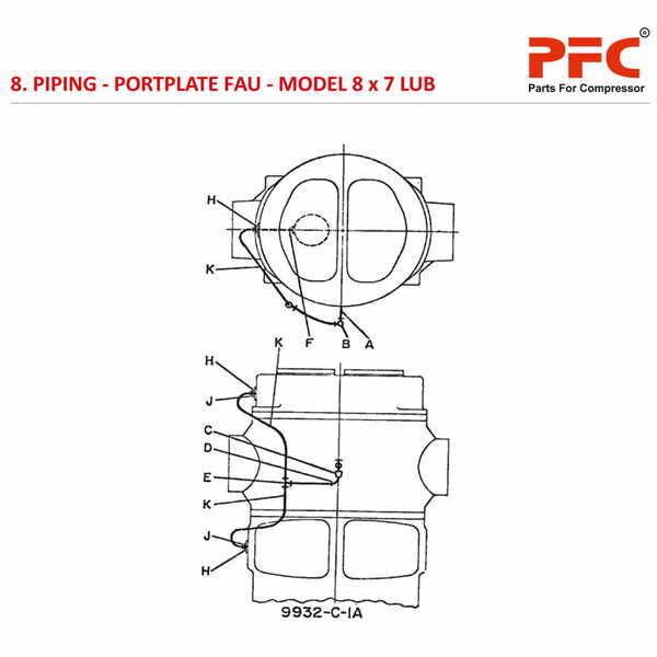 Piping - Portplate Fau IR 8 X 7 ESV LUB Parts