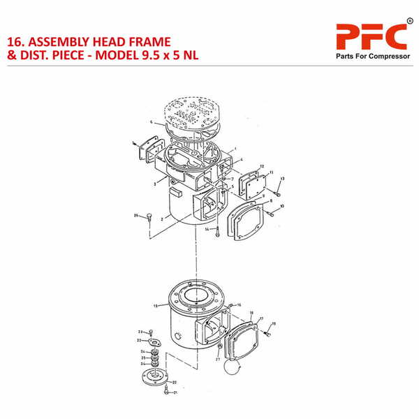 Head Frame IR 9 1/2 x 5 ESV NL Air Compressor Parts