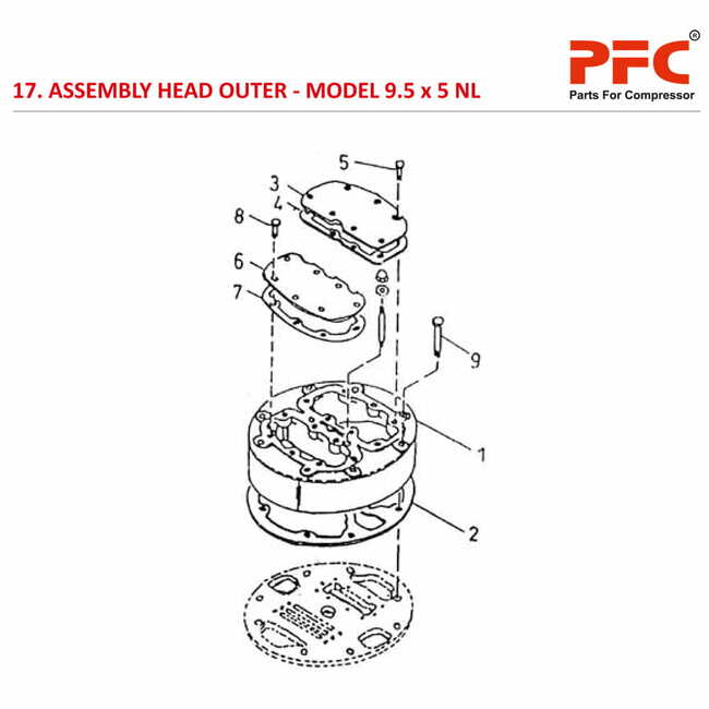 Head Outer IR 9 1/2 x 5 ESV NL Air Compressor Parts