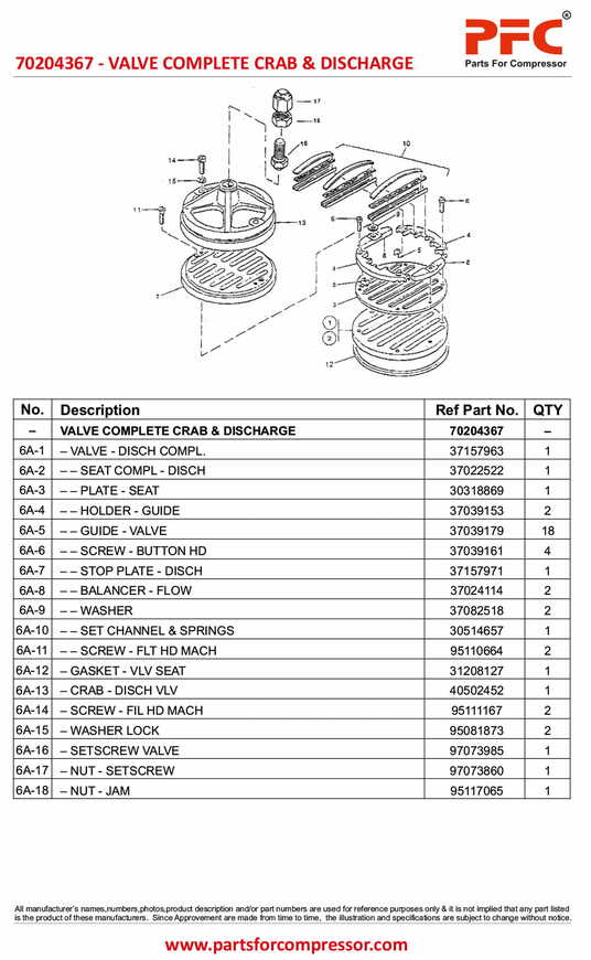 Assembly Valve Disch & Crab A67 70204367