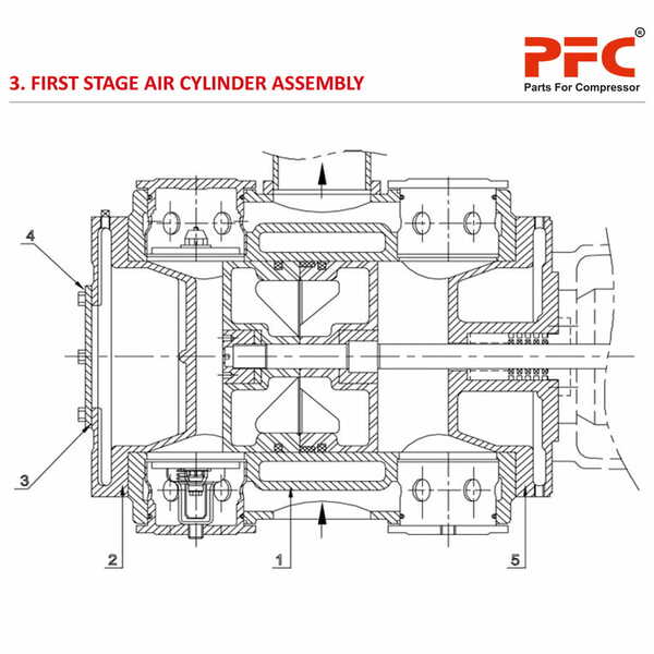 Air Cylinder Assly. 1st Stage HN2T HP 40PD