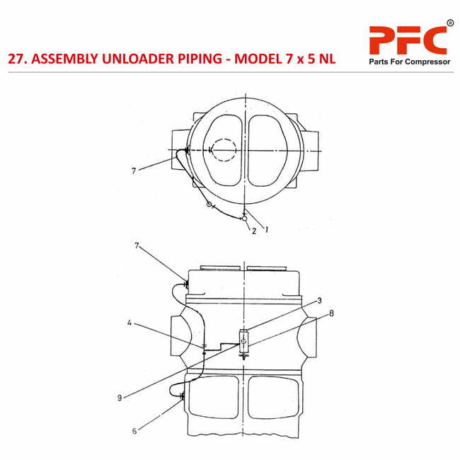 Unloader Piping IR 7 x 5 ESV NL Compressor Parts