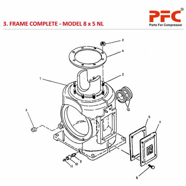 Frame Complete IR 8 x 5 ESV NL Compresor Parts