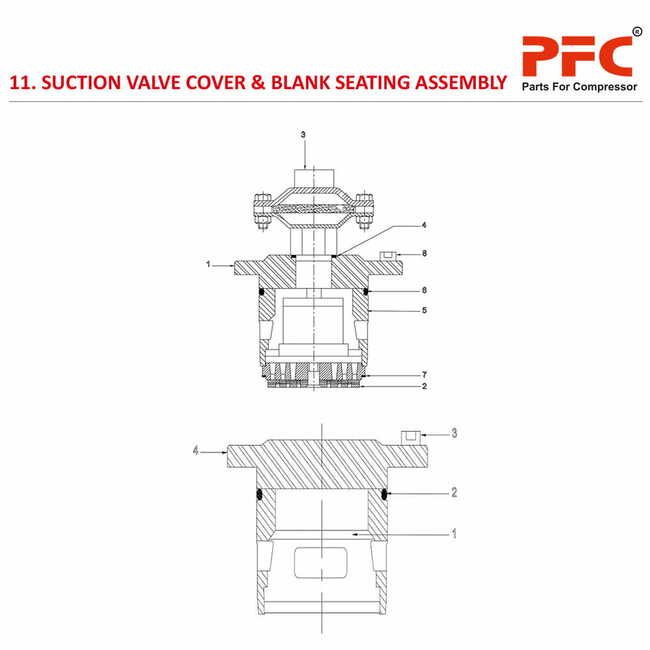 Suction Valve Cover & Blank Seating Assly.