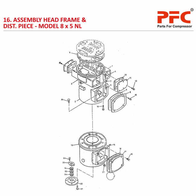 Head Frame IR 8 x 5 ESV NL Air Compressor Parts