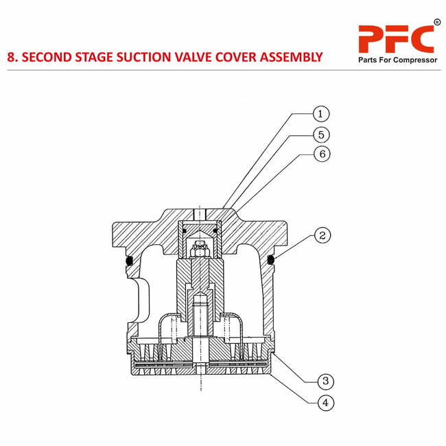 Second Stage Suction Valve Cover Assembly HN2T 100PD