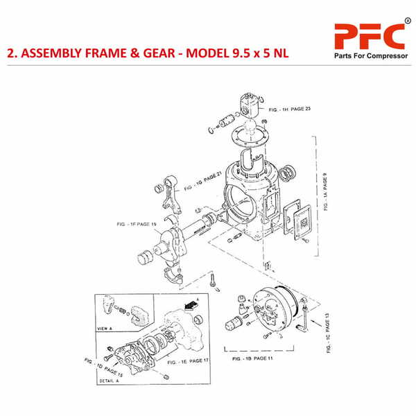 Frame & Gear IR 9 1/2 x 5 ESV NL Compressor Parts