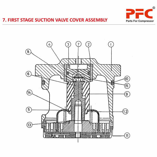 First Stage Suction Valve Cover Assembly HN2T 100PD